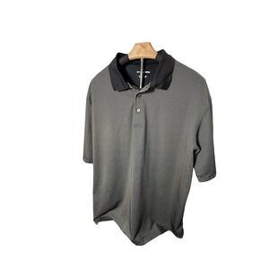 Grand Slam Golf Polo Shirt XL Polyester‎ Black White Striped Performance Sport